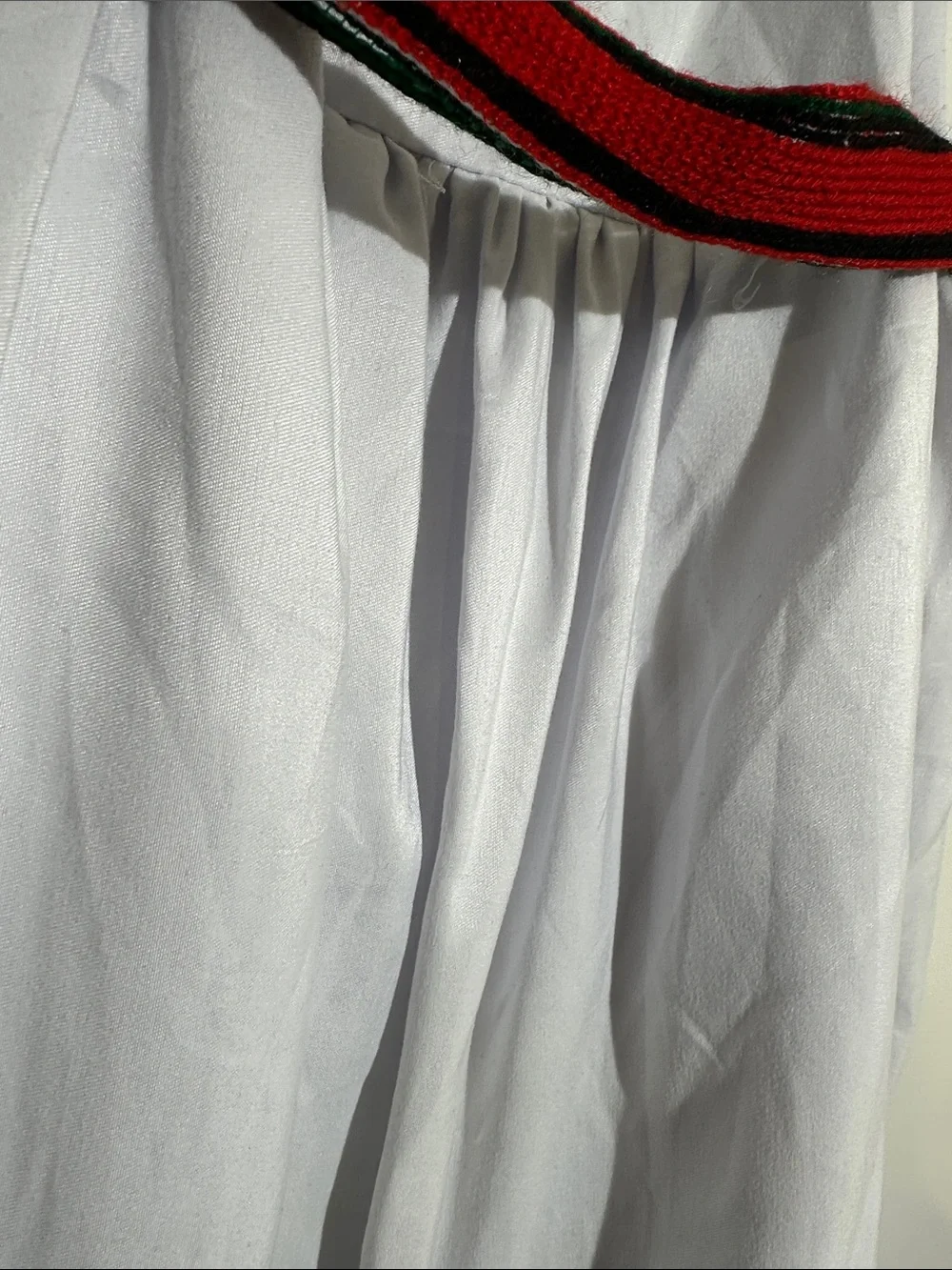 Girls White and Red Folkloric Dress with Green Accents